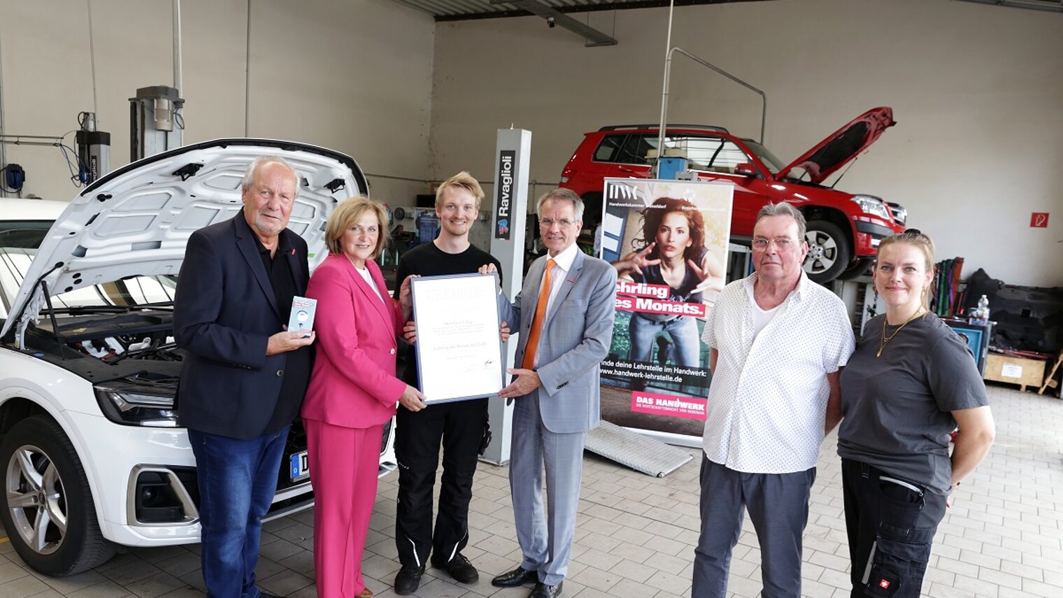 (v. l.): Günter Bode, Michaela Eislöffel, Leon Uhlig, Andreas Ehlert, Ralf Lipka und Daniela Lipka